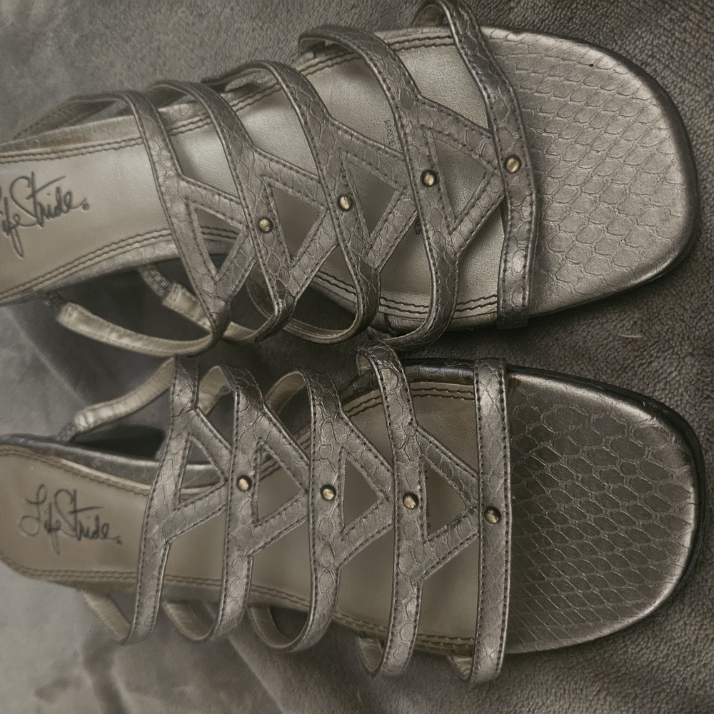 Life Stride Women's Silver Strappy Sandals